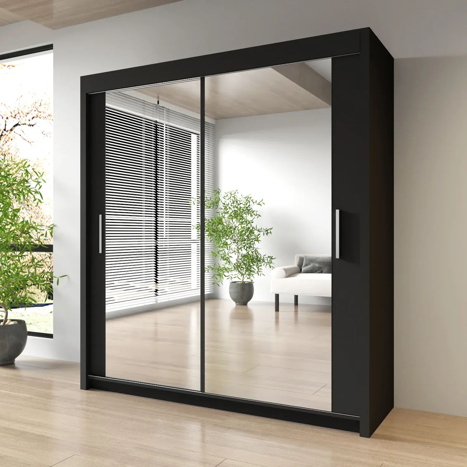 Sliding Mirror Door Wardrobe-Milan 150 cm