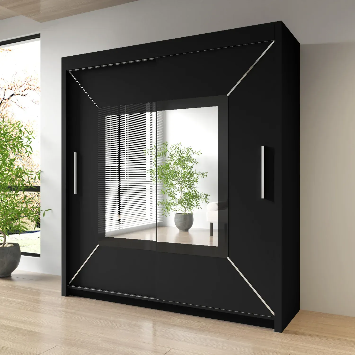Sliding Mirror Door Wardrobe-Nicole 180 cm