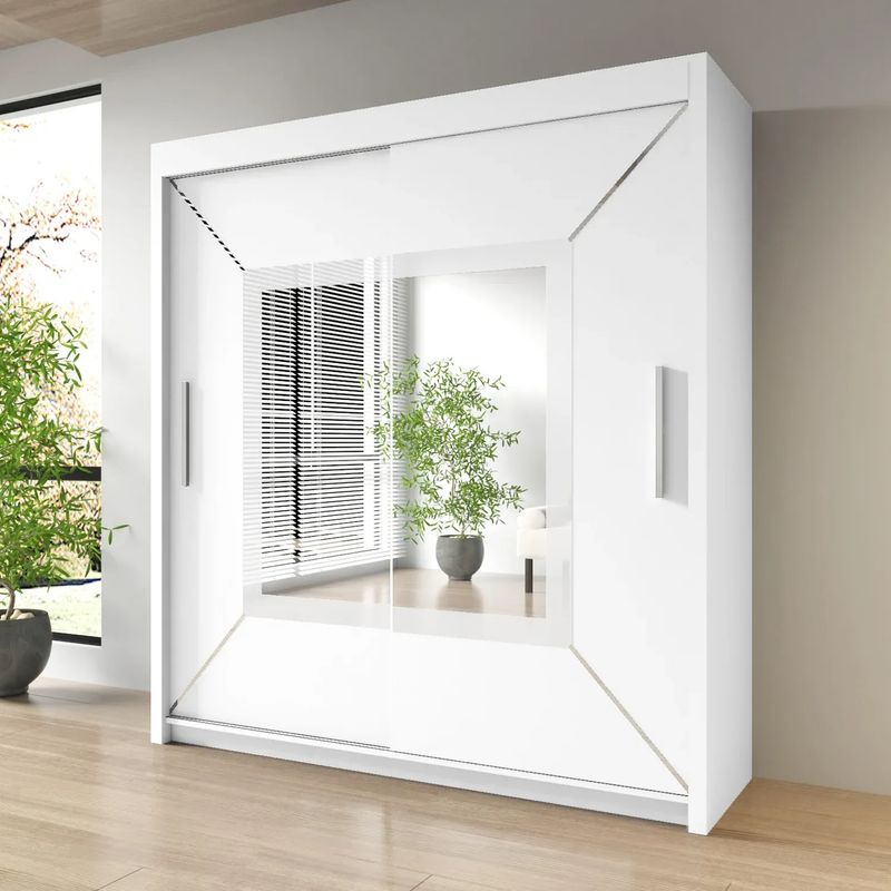 Sliding Mirror Door Wardrobe-Nicole 203 cm