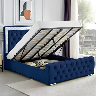 Plush Velvet Ottoman Storage Bed
