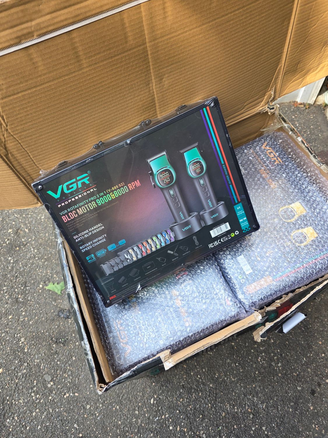 VGR V-885 S2 BLACK Professional Barber Combo Set