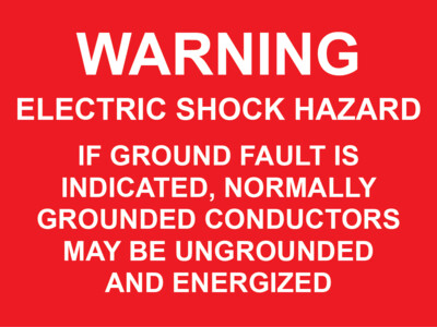 Ground Fault Indicated Label