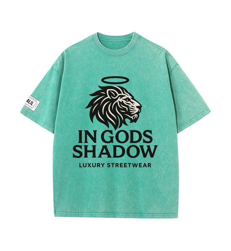 Bezalil “In God’s Shadow” Washed Tee (Black Friday Presale) — Luxury Streetwear Edition  Signature Lion Crest · Washed Finish · Unisex Oversized Fit