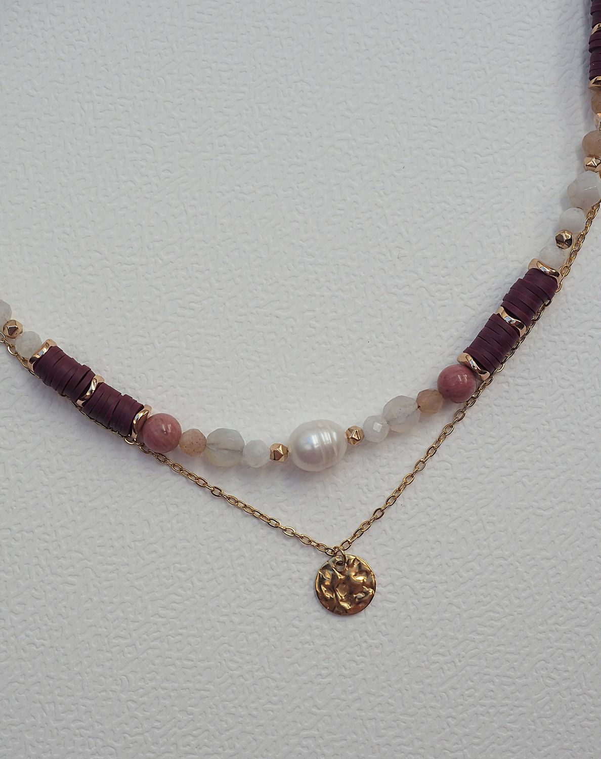 Podwójny naszyjnik &quot;Burgundy Pearl&quot;