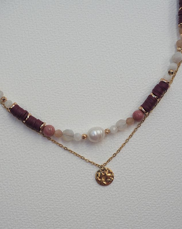 Podwójny naszyjnik &quot;Burgundy Pearl&quot;