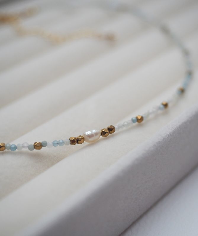 Choker &quot;Delikatność - morganit i perła&quot;