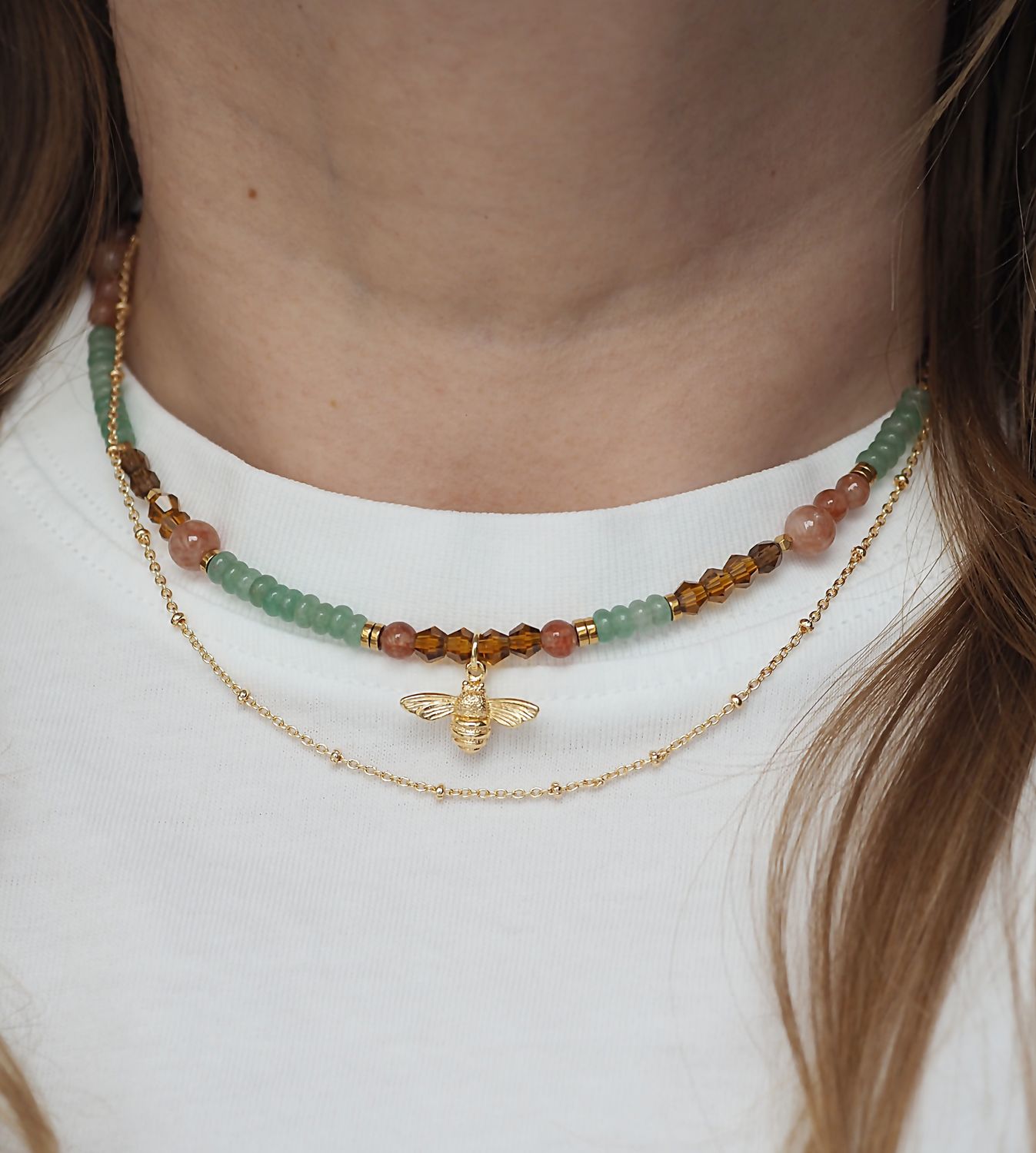 Naszyjnik &quot;Green Bee Mix&quot;