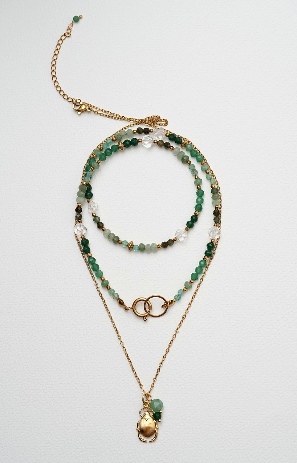 Naszyjnik z łańcuszkiem "Green Beetle"