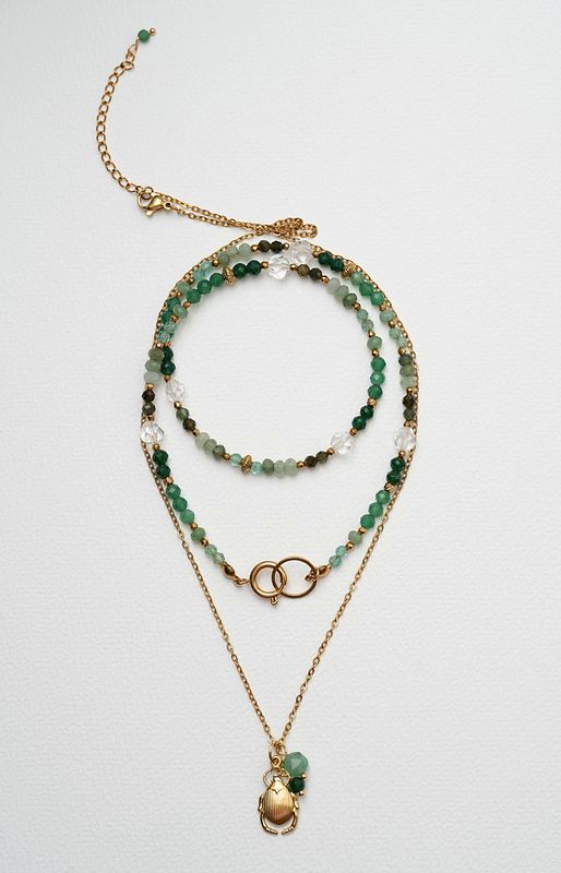 Naszyjnik z łańcuszkiem "Green Beetle"