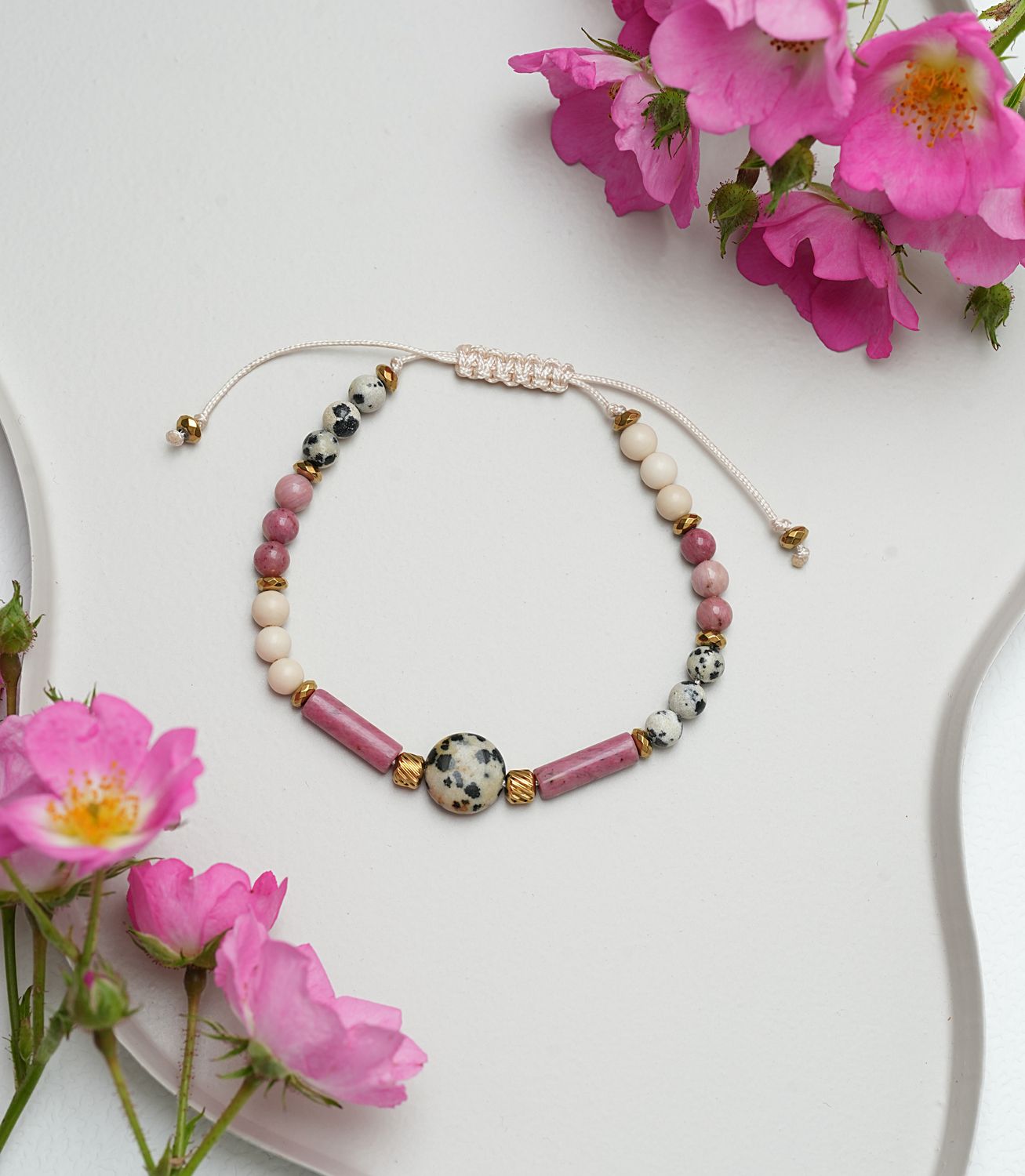 Bransoletka "Dalmatian &amp; Pink"