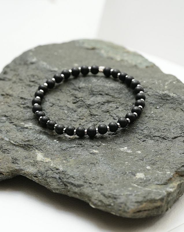 Bransoletka męska personalizowana Onyks Mat 6mm