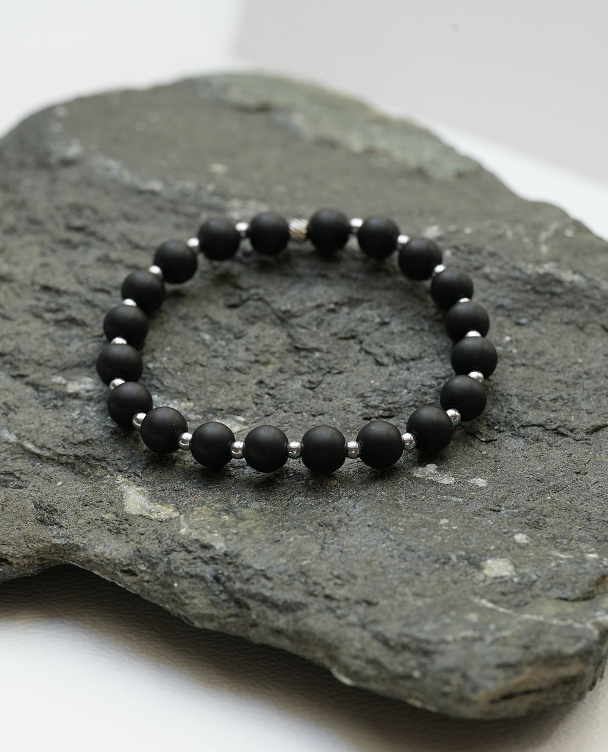 Bransoletka męska personalizowana Onyks Mat 8mm