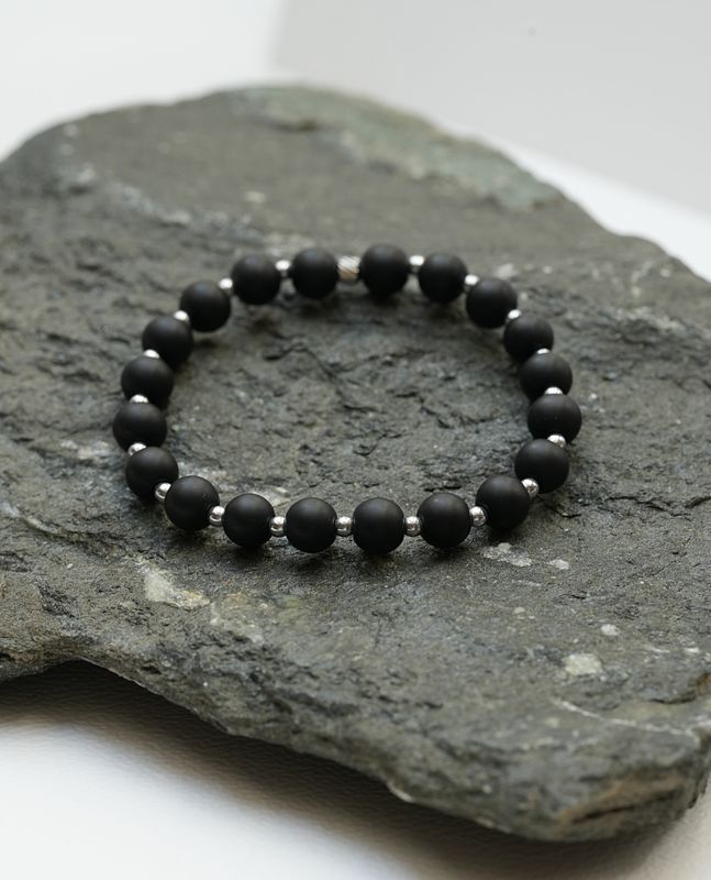 Bransoletka męska personalizowana Onyks Mat 8mm