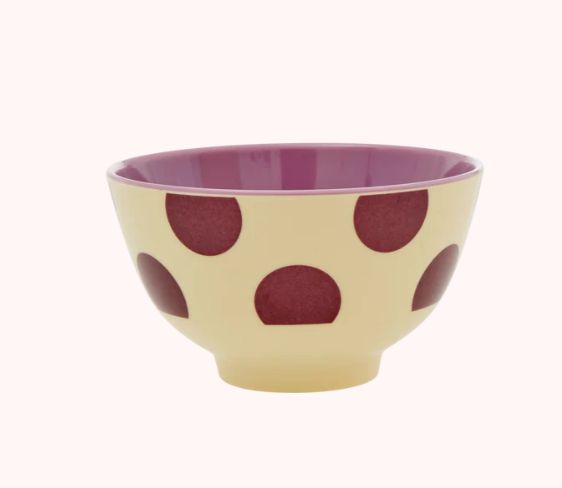 Melamine Bowl with Purple Dots Print - Small - 300 ml