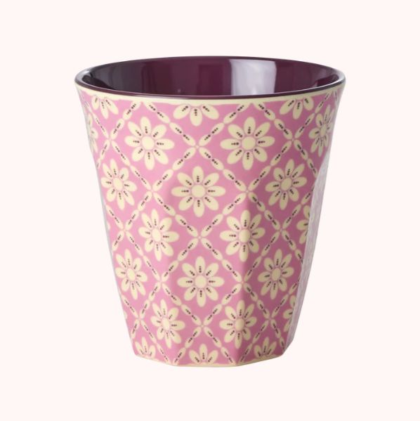 Melamine Cup with Graphic Flower Print - Medium - 250 ml