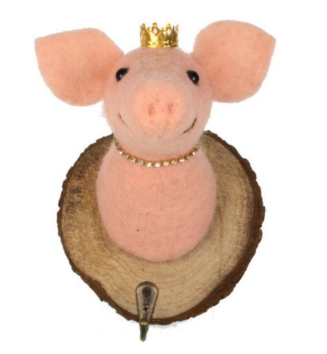 Haak varken met kroon vilt