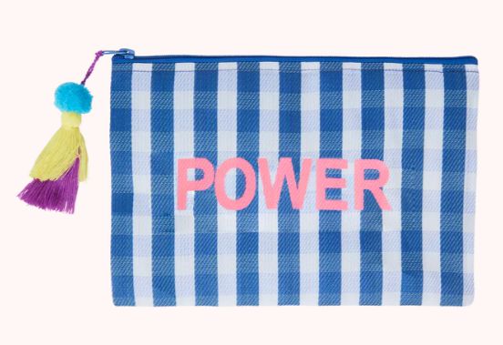 Recycled Plastic Pouch Bag with Blue and White Stripes