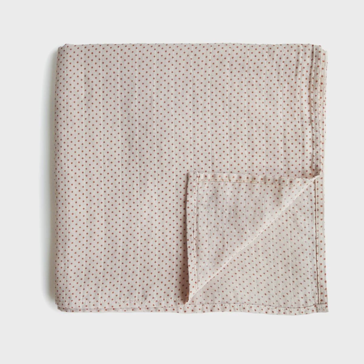 Mushie muslin swaddle - Caramel polka dot
