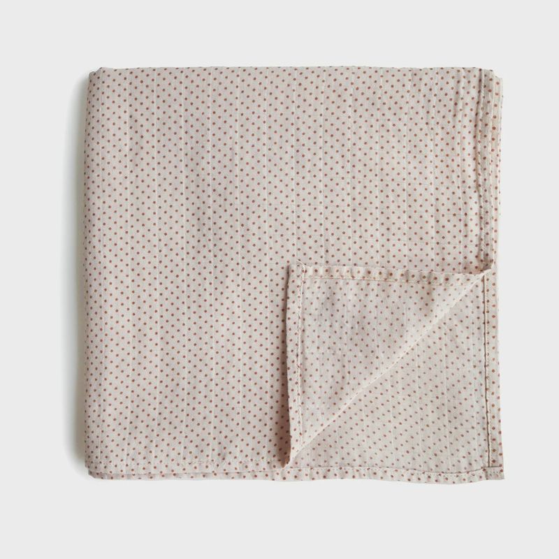 Mushie muslin swaddle - Caramel polka dot