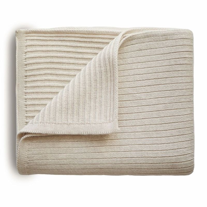 Mushie blanket ribbed - beige melange