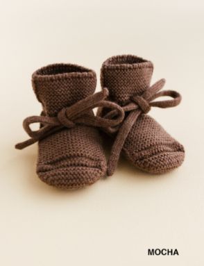 Hvid - booties 0-9 months: mocha