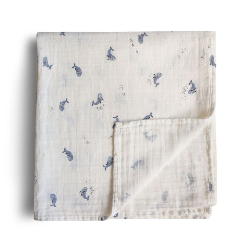 Mushie muslin swaddle - Whales