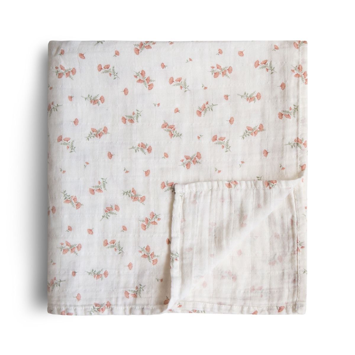 Mushie muslin swaddle - Pink Flowers