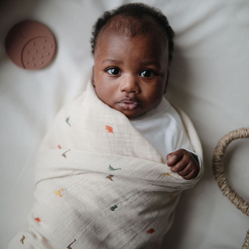 Mushie muslin swaddle - Dino