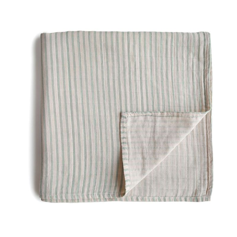 Mushie muslin swaddle - Sage stripes