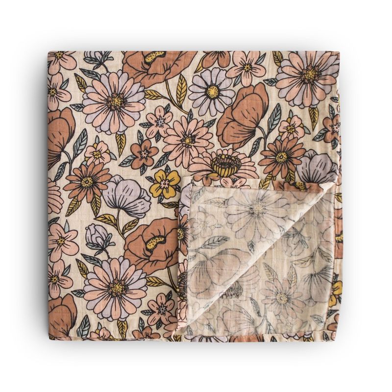 Mushie muslin swaddle - Retro flowers