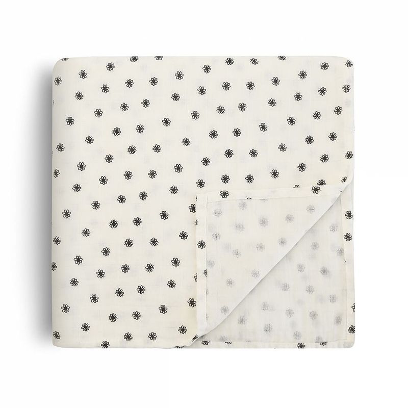 Mushie muslin swaddle - Black daisy