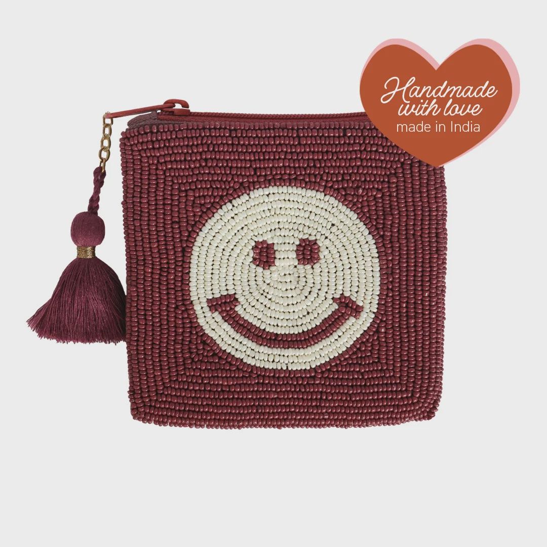 Vierkante portemonnee smiley bordeauxrood