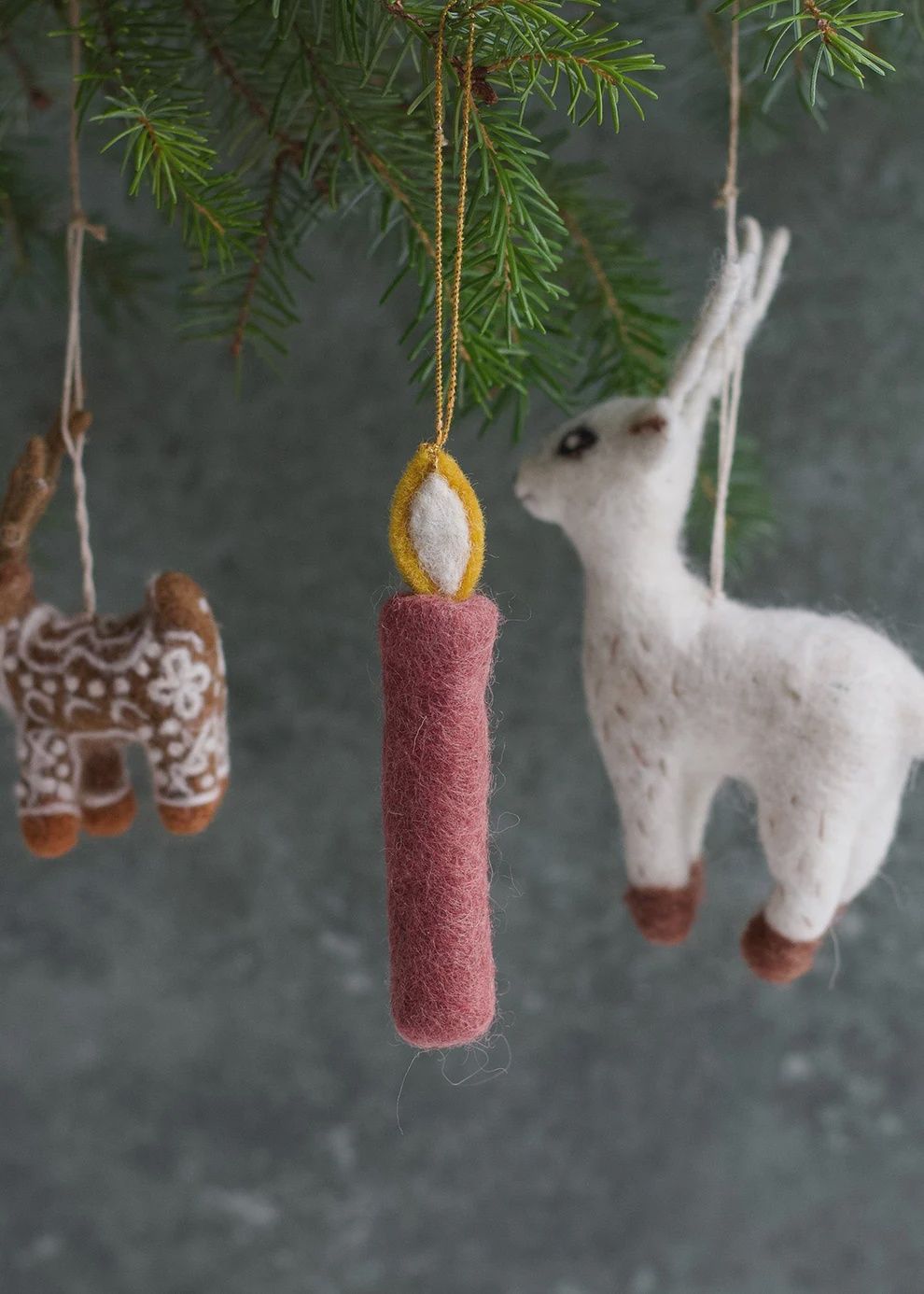 Vilt kerstkaars decoratie roze