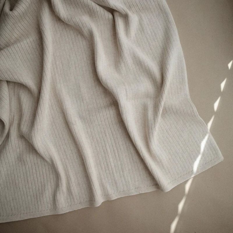 Mushie blanket ribbed - beige melange