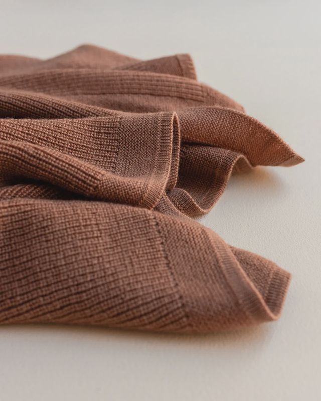 Hvid blanket felix - terracotta