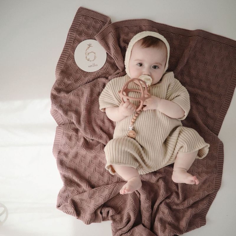 Mushie blanket honeycomb - desert rose