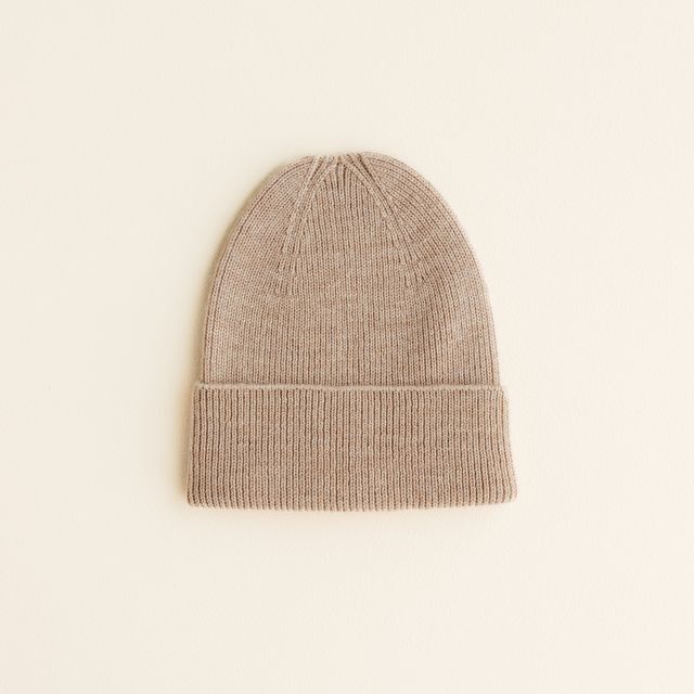 Hvid - beanie fonzie newborn sand