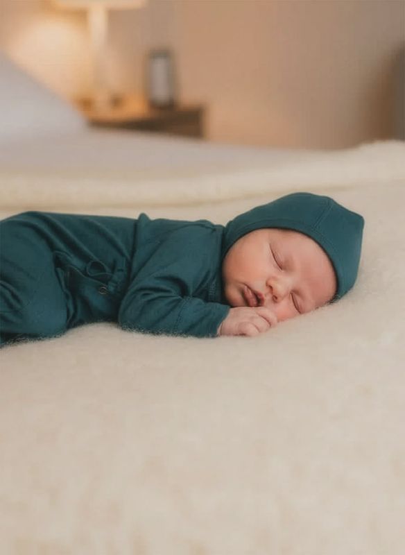 Baby wollen strikmuts – Merinowol - Orion Blue