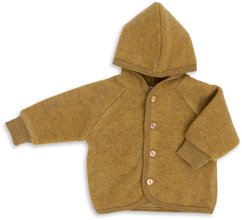Hooded jacket, with wooden buttons - saffron mélange