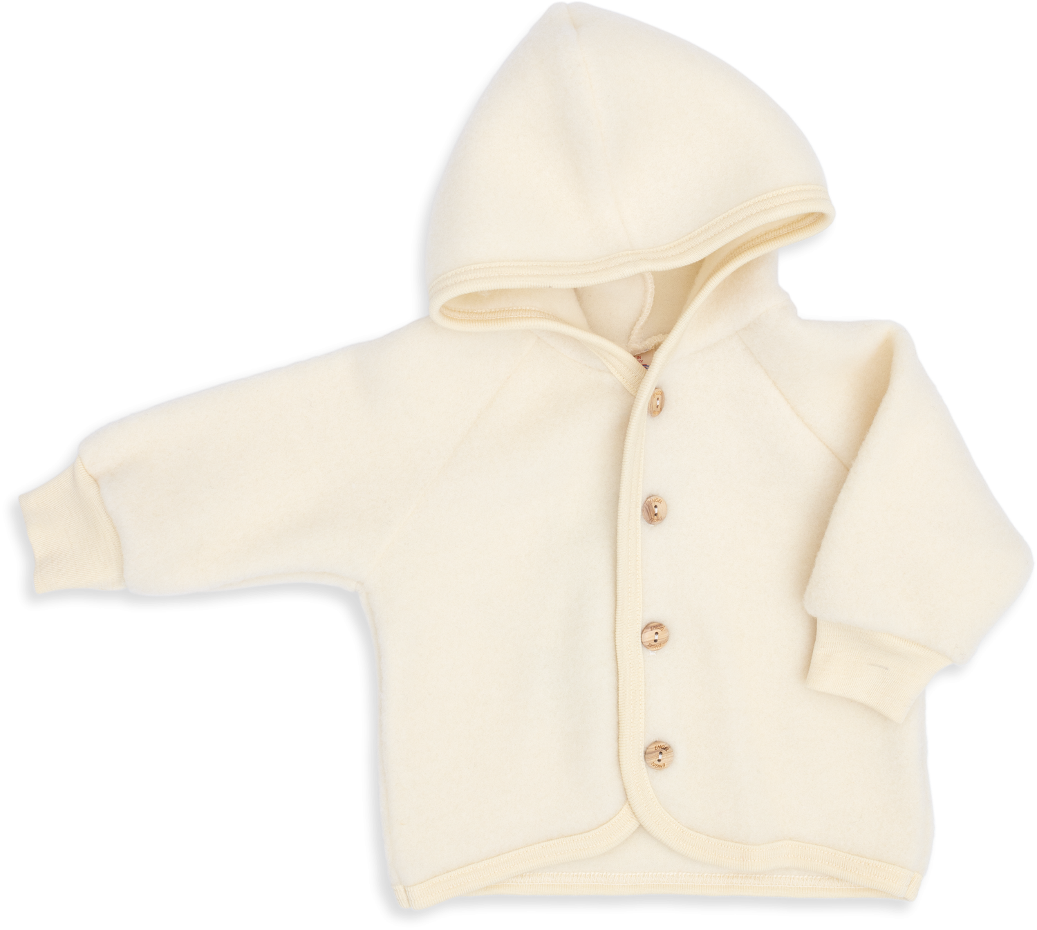 Hooded jacket, with wooden buttons - natural