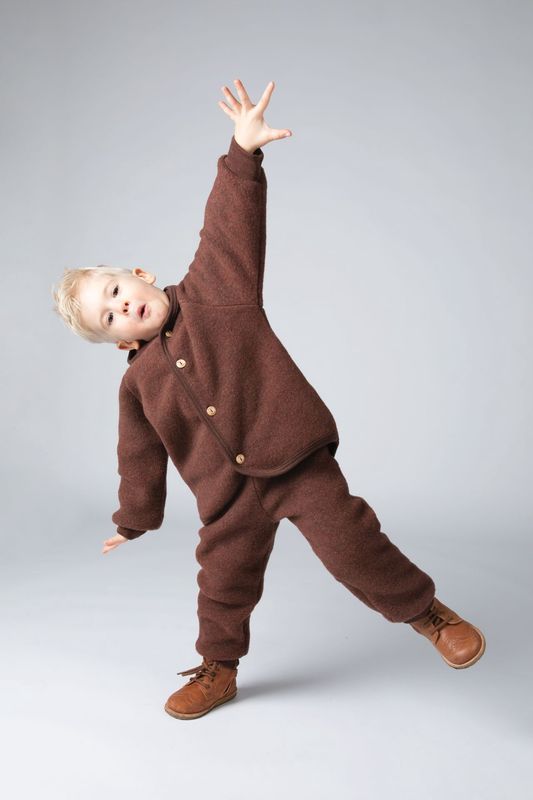 Hooded jacket, with wooden buttons - cinnamon mélange