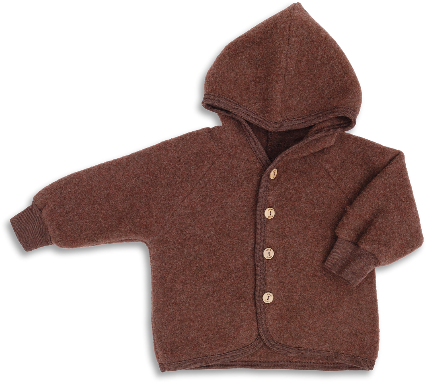 Hooded jacket, with wooden buttons - cinnamon mélange