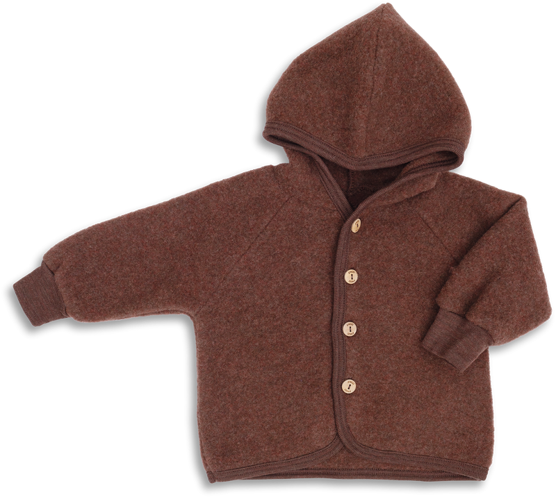 Hooded jacket, with wooden buttons - cinnamon mélange