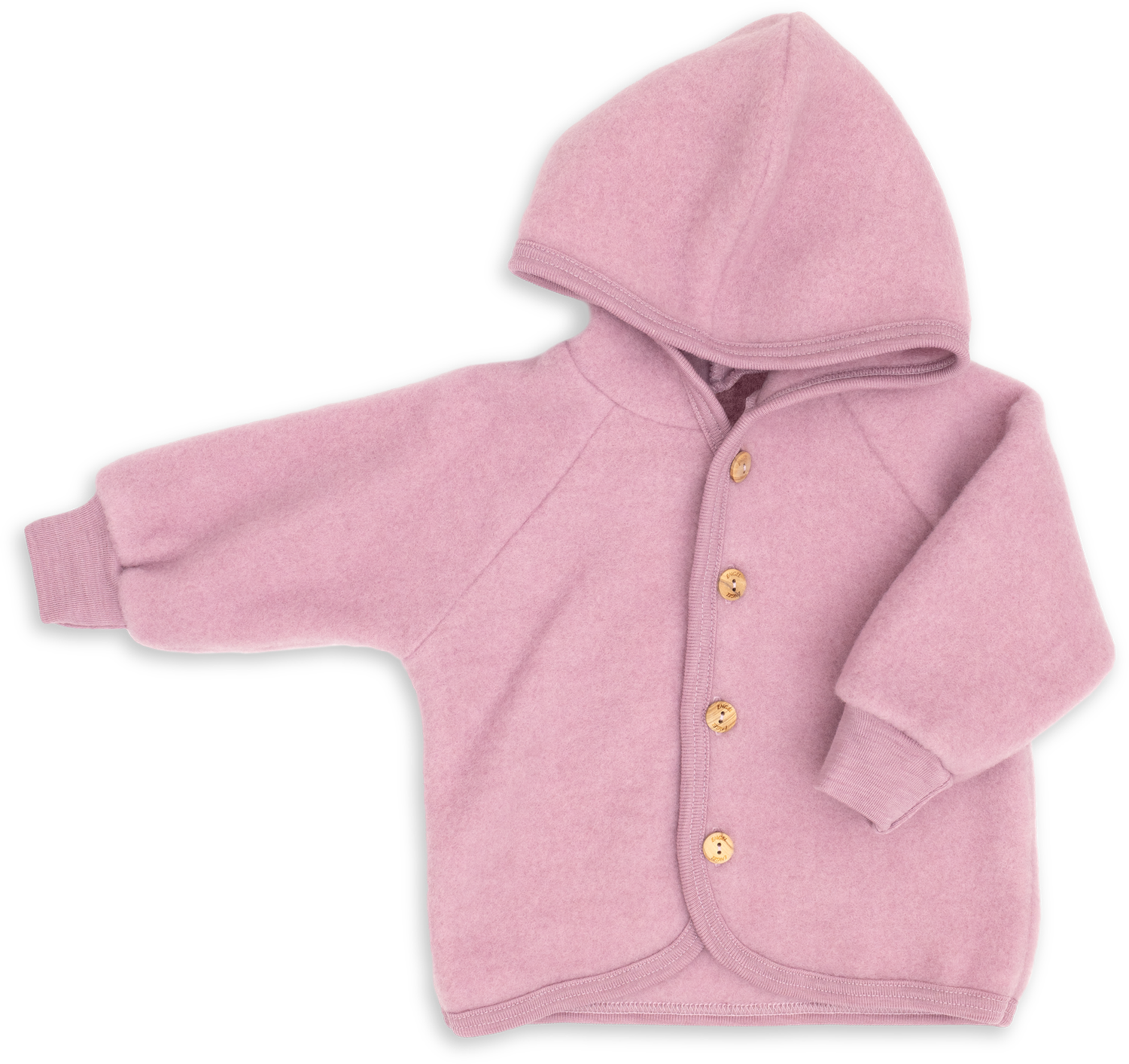 Hooded jacket, with wooden buttons - rosewood mélange