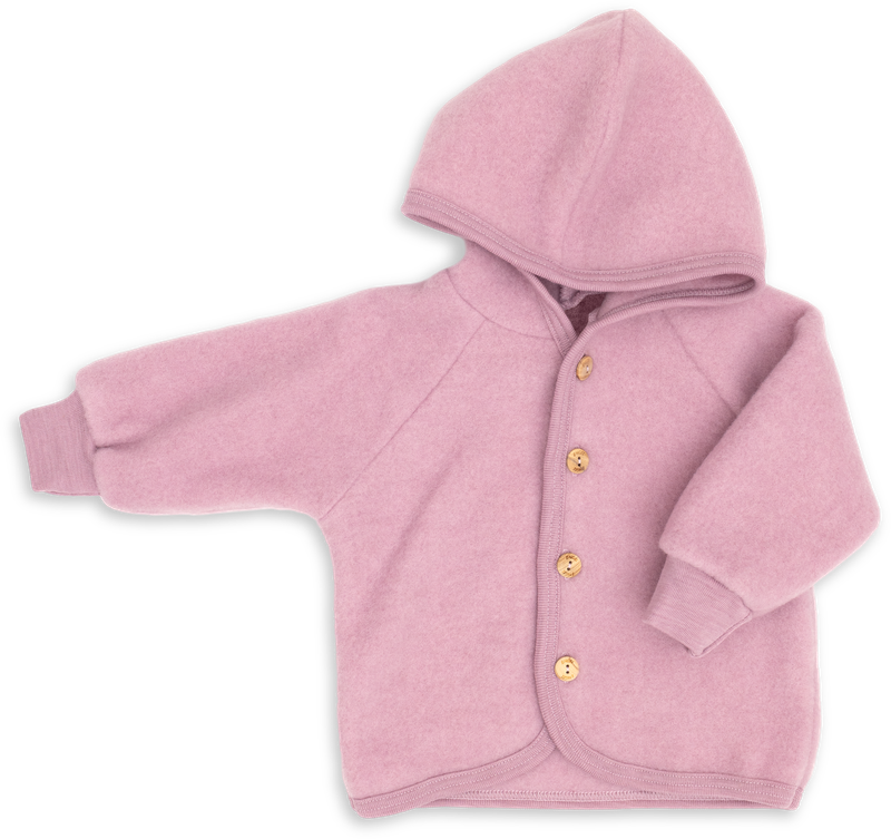 Hooded jacket, with wooden buttons - rosewood mélange