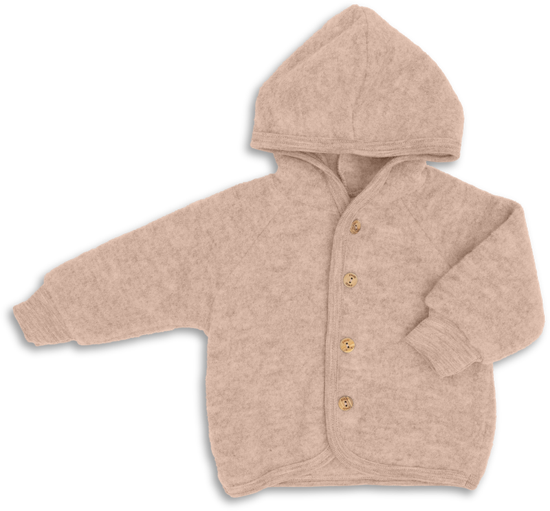Hooded jacket, with wooden buttons - sand mélange