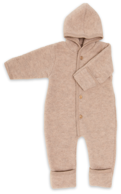 Hooded baby overall - sand mélange