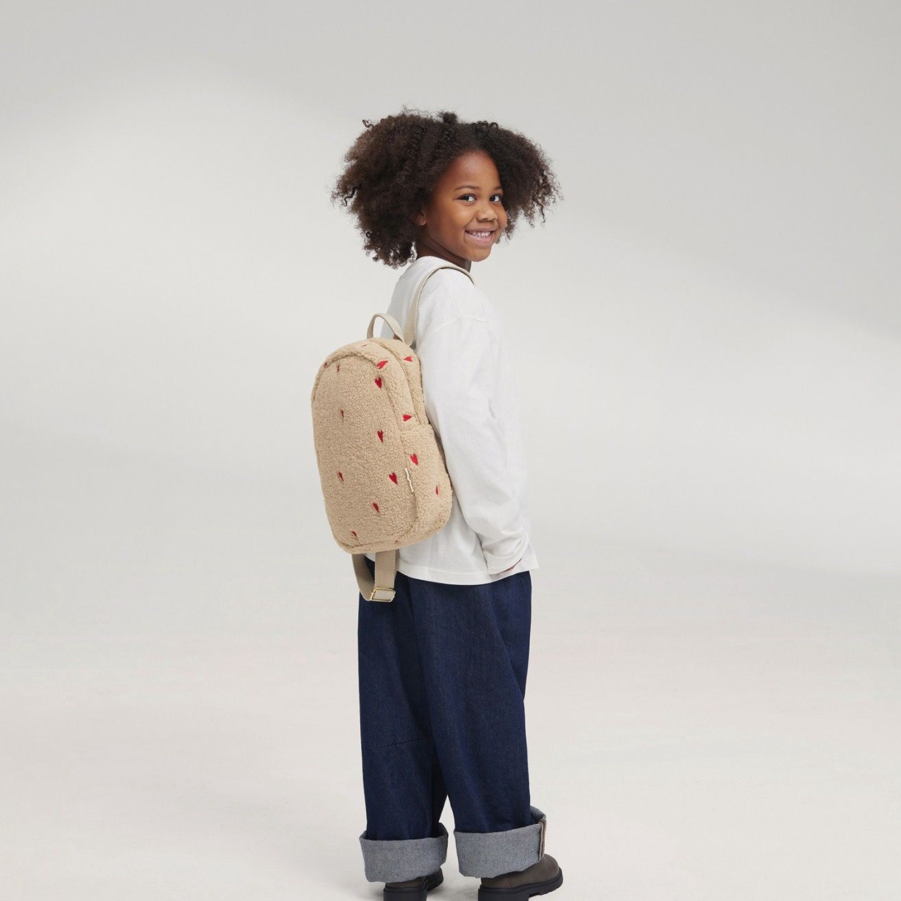 Teddy Mini Backpack - Ecru Hearts