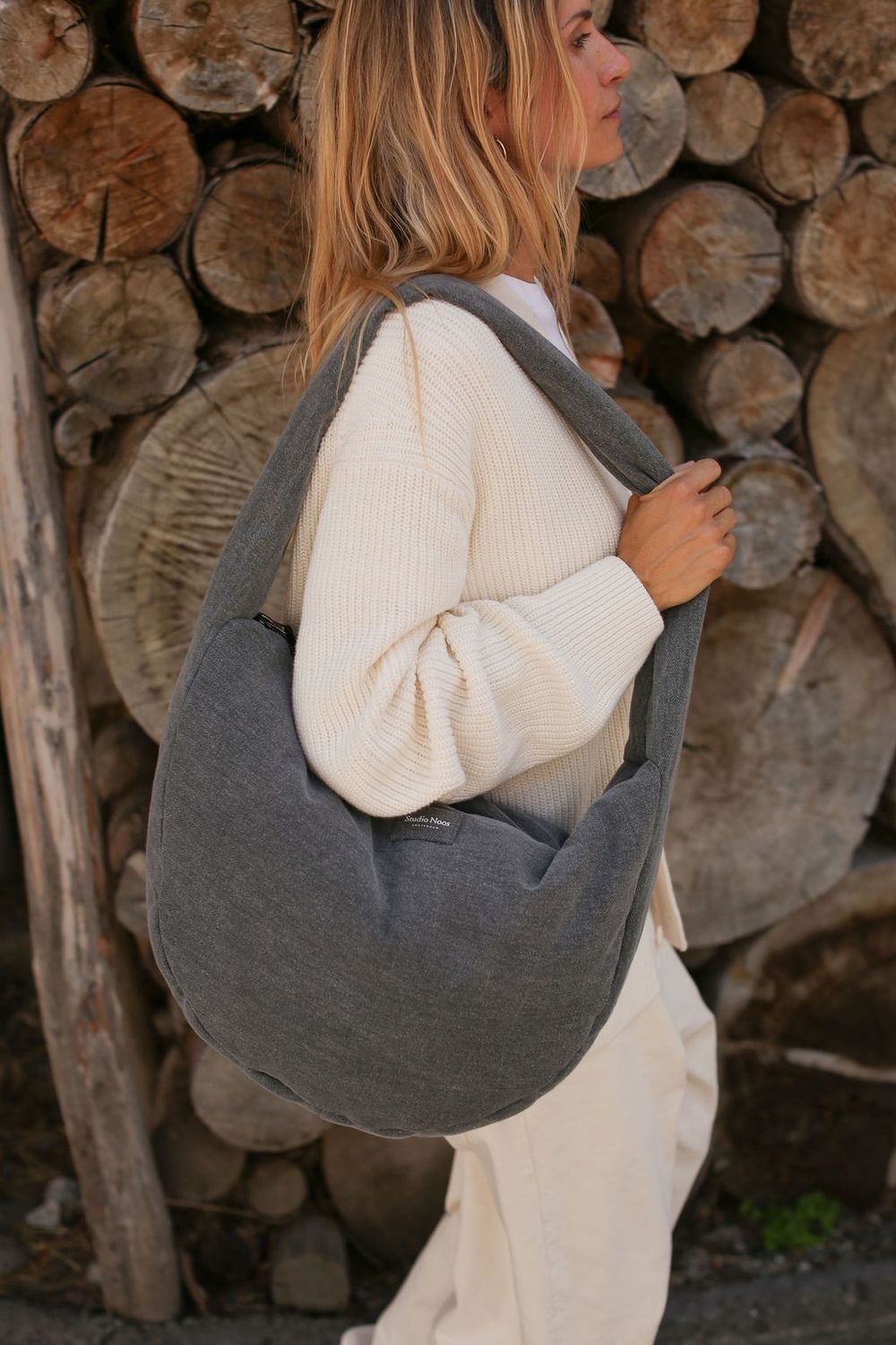 Denim Cross Body Bag - Grey