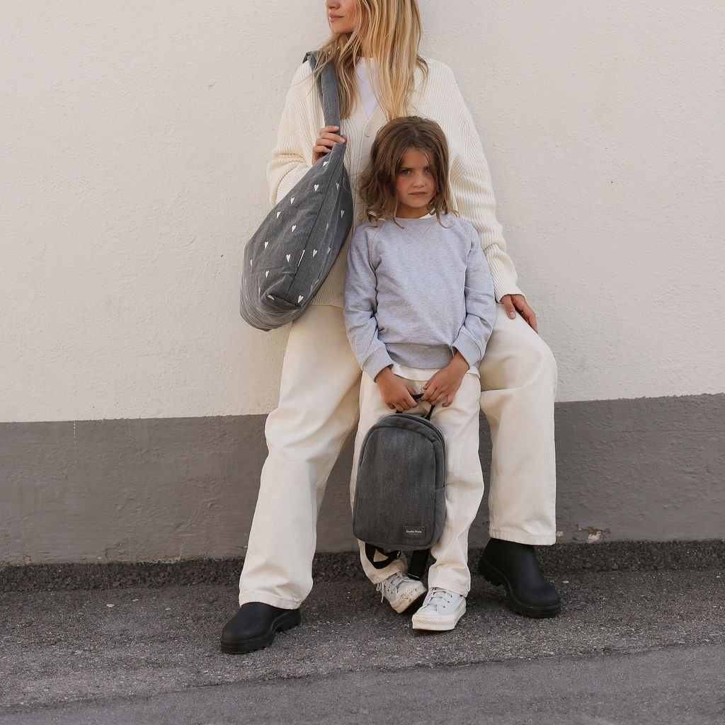 Denim Mini Backpack - Grey